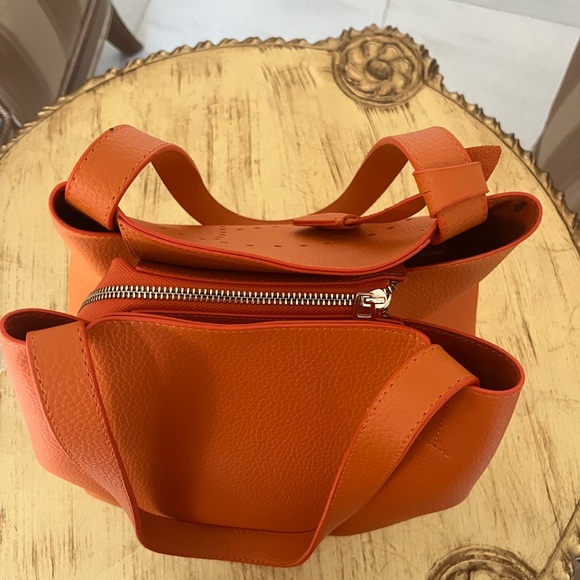 Leather orange women bag - Picture 6 of 11